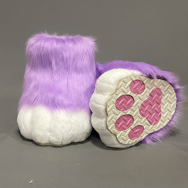 Professional Outdoor Fursuit Feet Paws with Durable EVA Traction Soles and Luxury Faux Fur