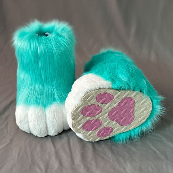 Professional Outdoor Fursuit Feet Paws with Durable EVA Traction Soles and Luxury Faux Fur