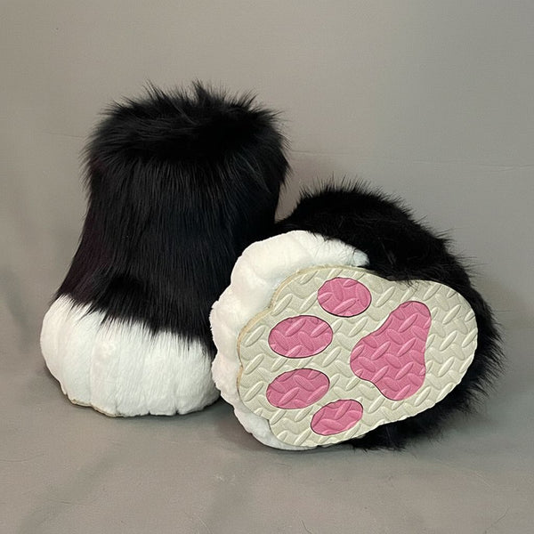 Professional Outdoor Fursuit Feet Paws with Durable EVA Traction Soles and Luxury Faux Fur