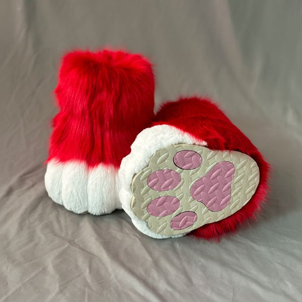 Professional Outdoor Fursuit Feet Paws with Durable EVA Traction Soles and Luxury Faux Fur