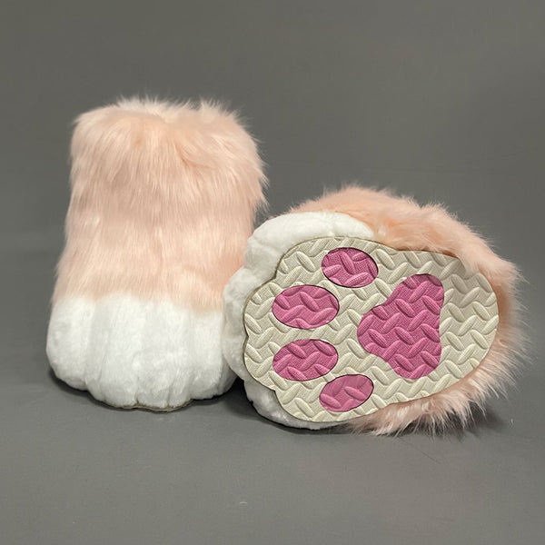 Professional Outdoor Fursuit Feet Paws with Durable EVA Traction Soles and Luxury Faux Fur