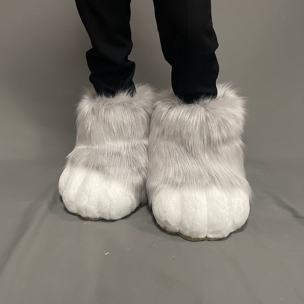 Professional Outdoor Fursuit Feet Paws with Durable EVA Traction Soles and Luxury Faux Fur