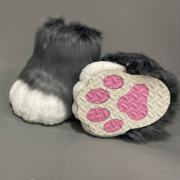 Professional Outdoor Fursuit Feet Paws with Durable EVA Traction Soles and Luxury Faux Fur