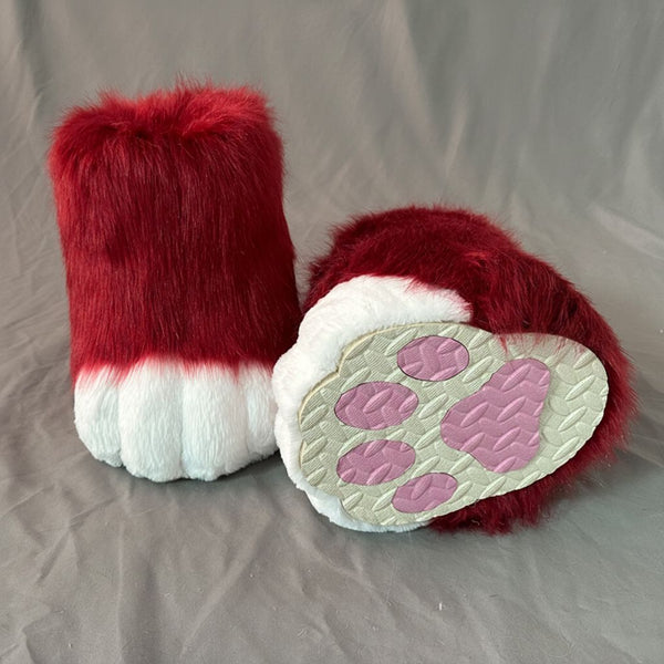 Professional Outdoor Fursuit Feet Paws with Durable EVA Traction Soles and Luxury Faux Fur
