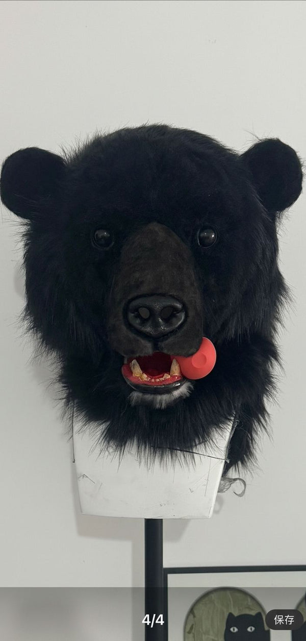 Realistic Bear Fursuit Head Base Kit with Moving Jaw and Professional Dental Set