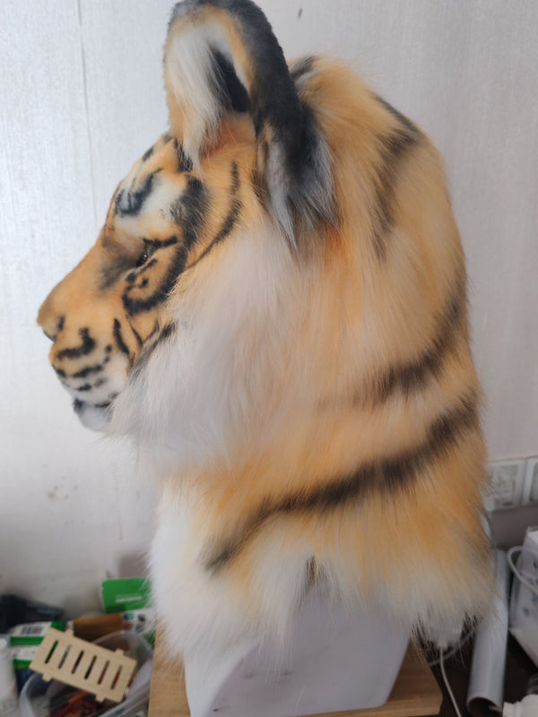 Realistic Bengal Tiger Fursuit Head with Articulated Jaw and Vivid Follow Me Eyes