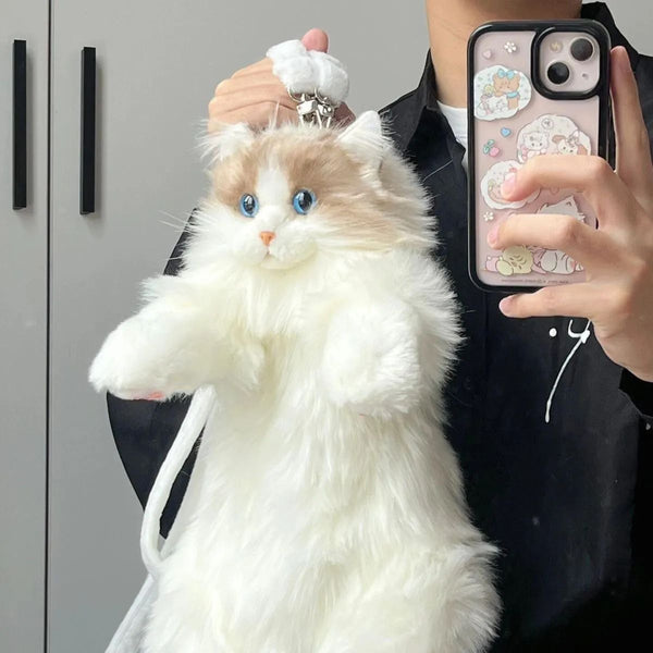 Realistic Calico Cat Companion Backpack with Luxury Faux Fur and Adjustable Straps