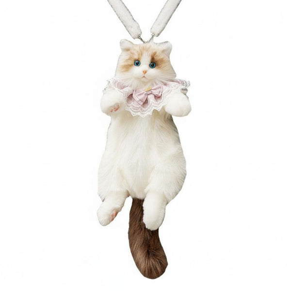 Realistic Calico Cat Companion Backpack with Luxury Faux Fur and Adjustable Straps