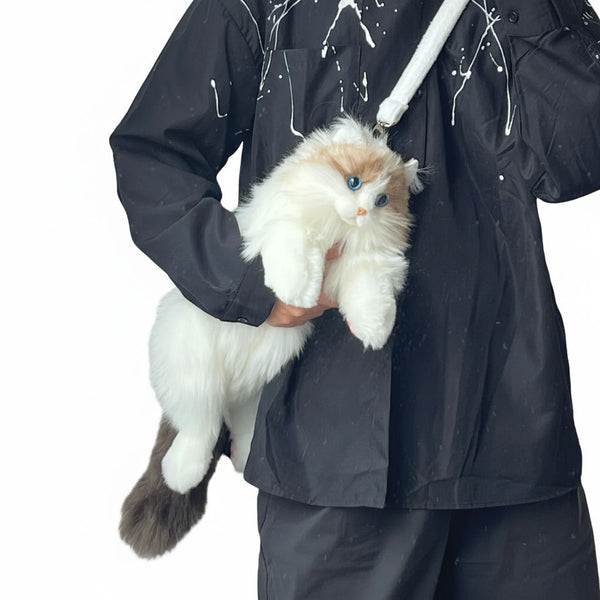 Realistic Calico Cat Companion Backpack with Luxury Faux Fur and Adjustable Straps