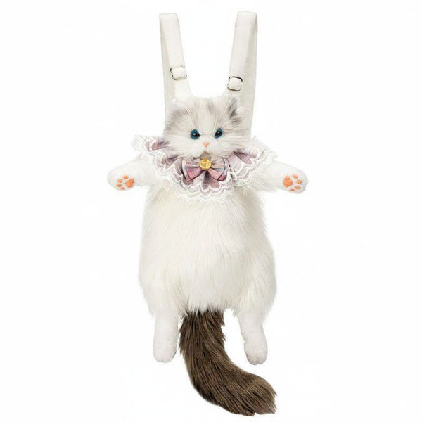 Realistic Calico Cat Companion Backpack with Luxury Faux Fur and Adjustable Straps