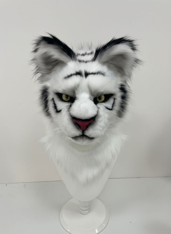 Realistic White Tiger Fursuit Head with Follow Me Eyes
