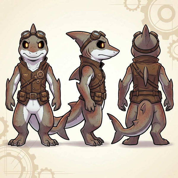 Steampunk Aquatic Shark Adoptable Character Design - View 2