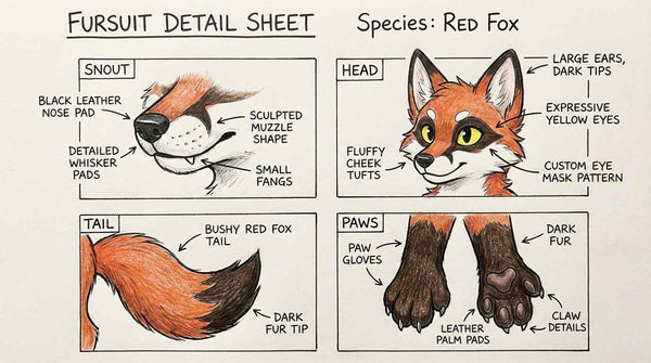 Streetwear Red Fox Character Design for Fursuit Reference - View 3