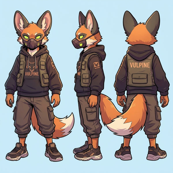 Neon Streetwear Red Fox Professional Furry Character Design - View 2