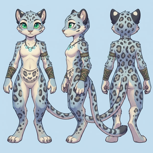 Jungle Tribe Snow Leopard Digitigrade Furry Character Design - View 2
