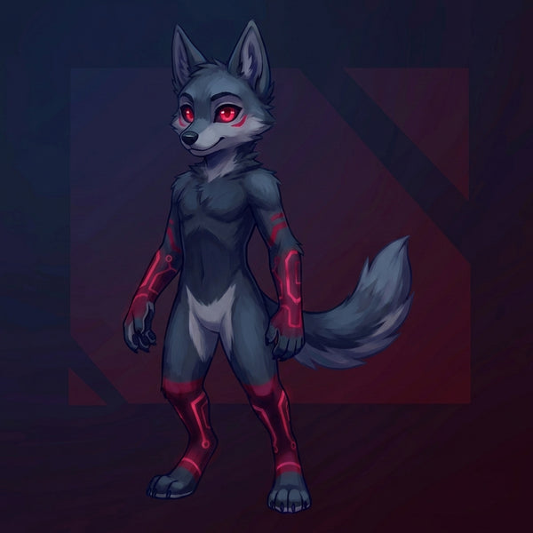 Cyberpunk Gray Wolf Character Design and Fursuit Reference - View 6