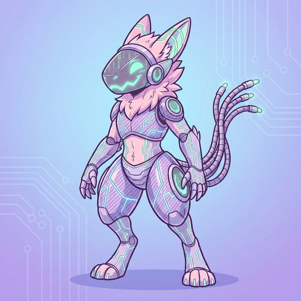 Cyber Synth Protogen Character Design with LED Features - View 6