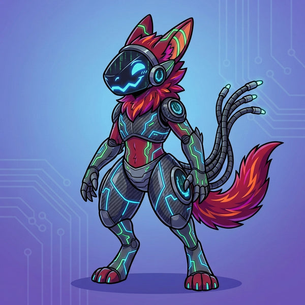 Cyber Synth Protogen Character Design with LED Features - View 5