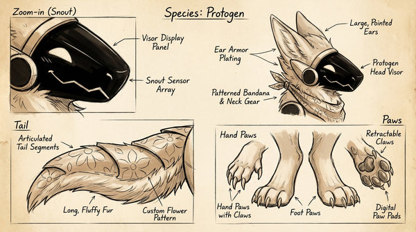 Farm Country Avian Hybrid Protogen Adoptable Character Design - View 3