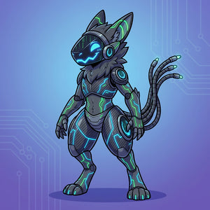 Cyber Synth Protogen Character Design with LED Features - View 1