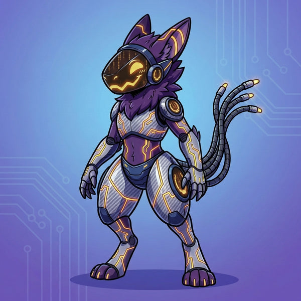 Cyber Synth Protogen Character Design with LED Features - View 4