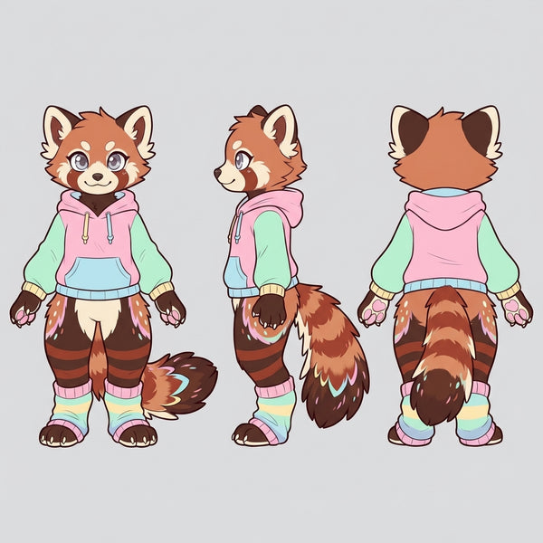 Candy Core Red Panda Adoptable Fursuit Reference Design - View 2